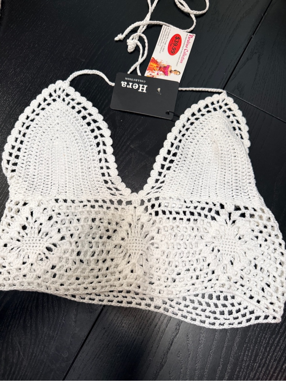 Hera Collection White Crochet Crop Bralette Top
